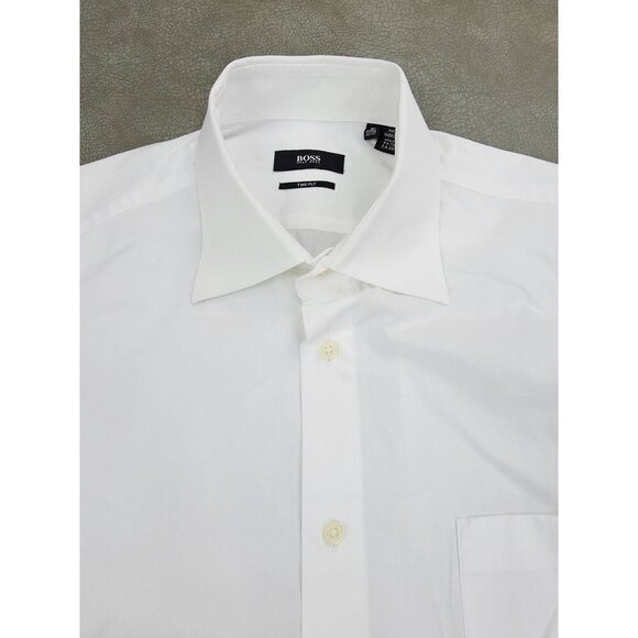 Hugo Boss 2 Ply Size 16 32-33 Mens White French Cuff Spread Collar Long Sleeve - Picture 5 of 10